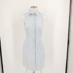 H&M Blue and White Sleeveless Sheath Dress